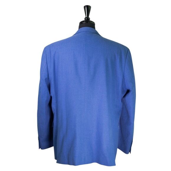 Crown & Ivy Mens Blazer 48R Blue Cotton Stretch Sport Coat 2 Button Jacket Lined - Picture 2 of 10